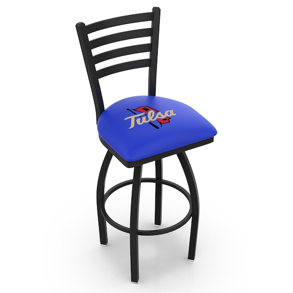 25" Blk Wrinkle Tulsa Swivel Bar Stool, Ladder Back