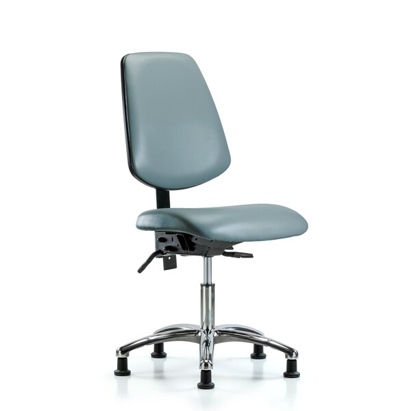 Vinyl Chair Chrome, Desk, Med Back, Glides, Storm