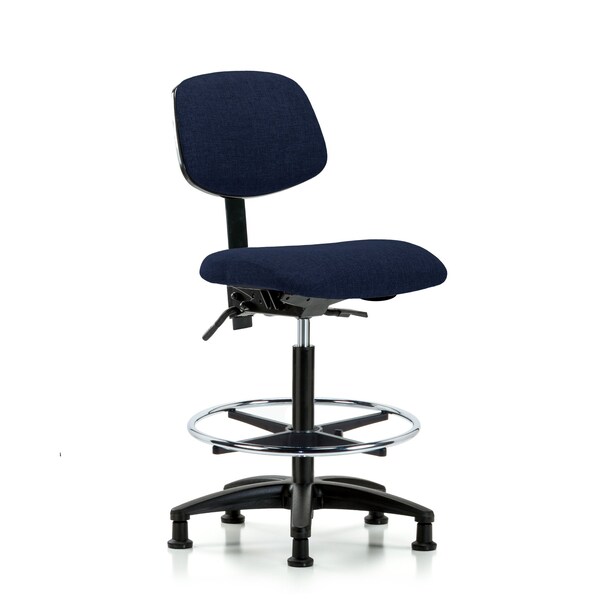 Chair, Fabric, Hi Bench, CF Glides, Nav, No Arms, 26" to 35-1/2" Height, Dark Blue