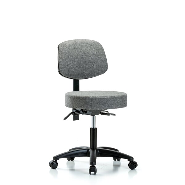 Desk Stool, Fabric, Bk, Casters, Gry