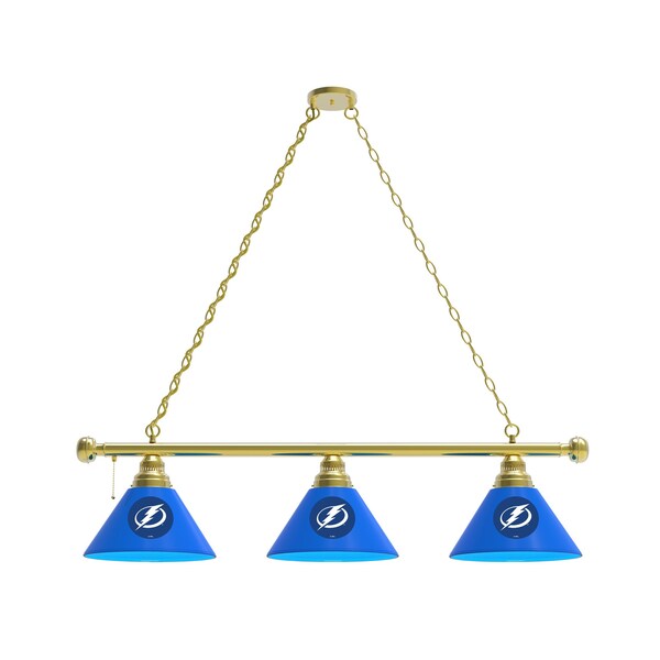 Tampa Bay Lightning 3 Shade Billiard Light, Brass Fixture