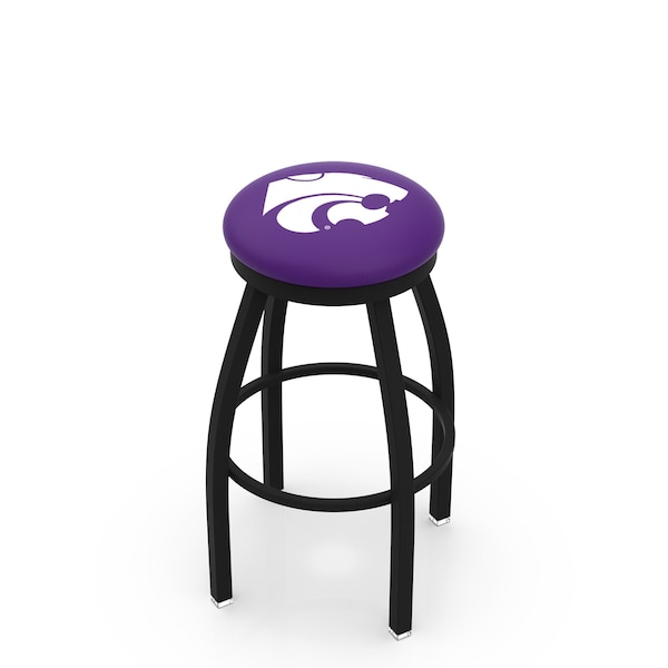 25" Blk Wrinkle Kansas State Swivel Bar Stool, Accent Ring