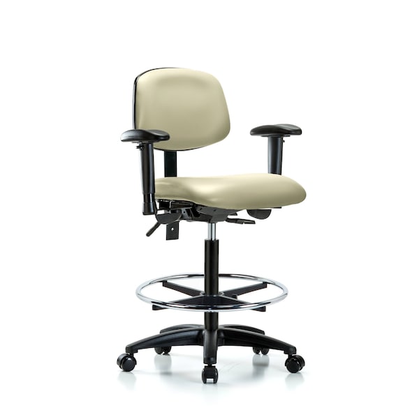 Chair, Fab, Med Bench, Tilt AA CF Cast, Nav, 6-Way Adjustable, 26" to 35" Height, Adobe White