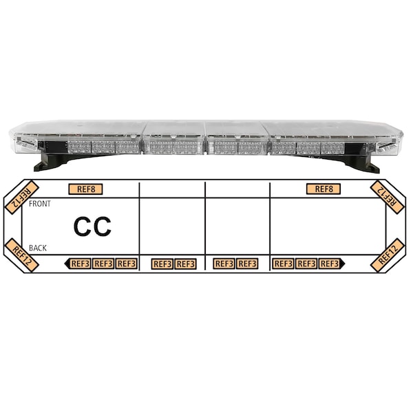 Lightbar, 52", 16 Leds, S/D, 12Vdc Amber