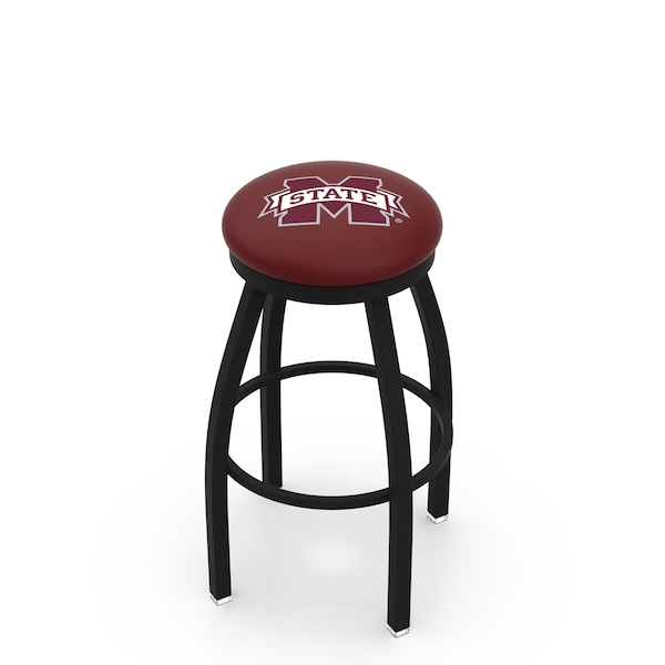 25" Blk Wrinkle Mississippi State Swivel Bar Stool, Accent Ring