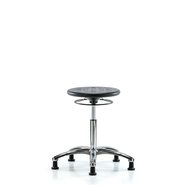 Huron Poly Stool Chrome, Med Bench, Glides, Black