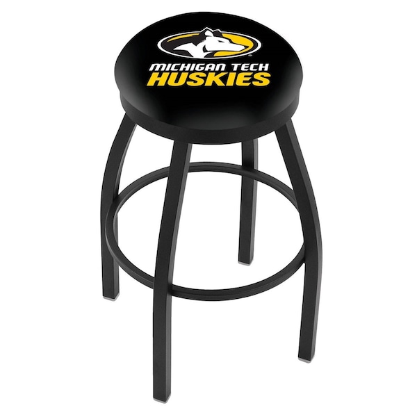 25" Blk Wrinkle Michigan Tech Swivel Bar Stool, Accent Ring