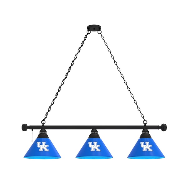 Kentucky "UK" 3 Shade Billiard Light, Black Fixture