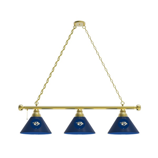 Nashville Predators 3 Shade Billiard Light, Brass Fixture