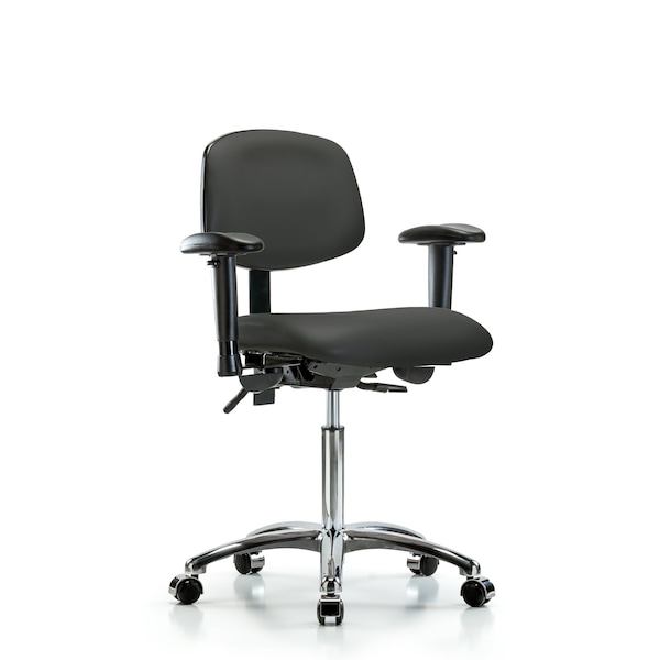 Chair, Vin, Med Bench, Chr Tilt AA Cast, Gry, 6-Way Adjustable, 22" to 29" Height, Charcoal