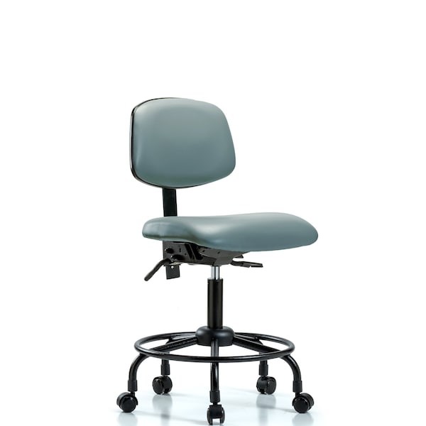 Vinyl Chair, Desk, Round Tube Base, Casters, Storm