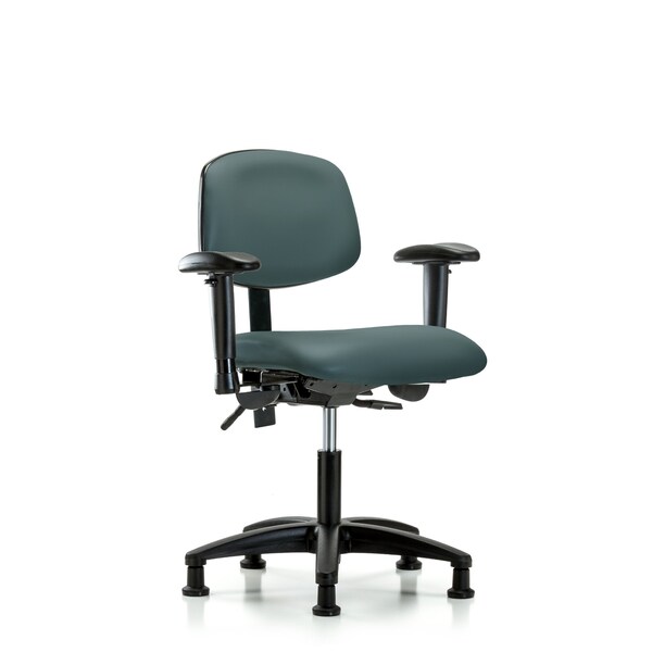 Desk Chair Desk Chair, Vinyl, AA Glides, Blu, Adjustable Arms, 18" to 23" Height, Vinyl, Colonial Blue