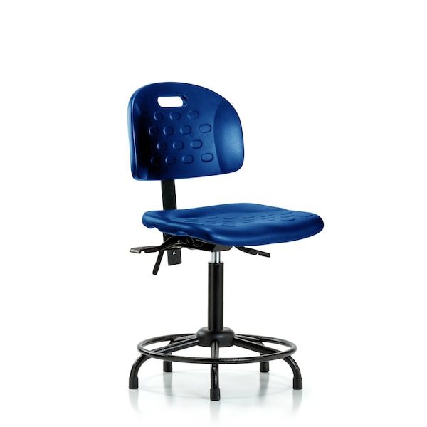 Poly Chair, Round Tube Base, Med Bench, Glides, Blue
