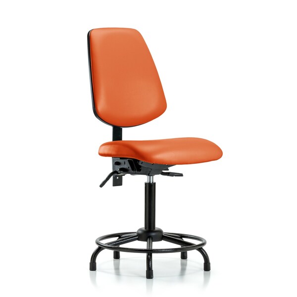 Medium Bench Chair No Arms, 22" to 29" Height, Vinyl, Orange Kist