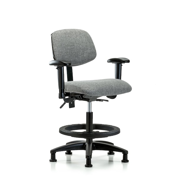 Chair, Fab, Med Bench, Tilt AA BF Glide, Gry, 6-Way Adjustable, 22" to 29" Height, Gray