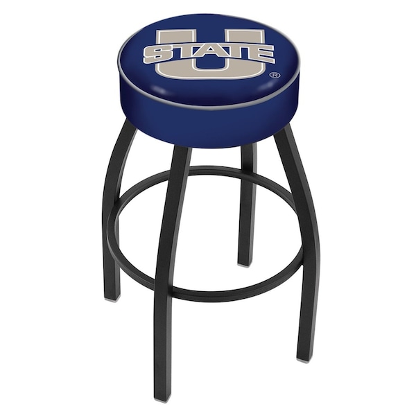 25" 4" Utah State Cushion Seat, Blk Wrinkle Base Swivel Bar Stool