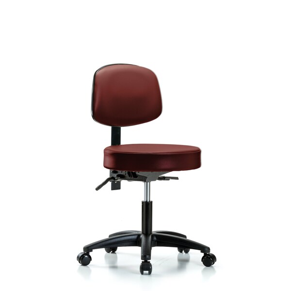 Vinyl Stool, Back, Desk, Tilt, Casters, Taupe