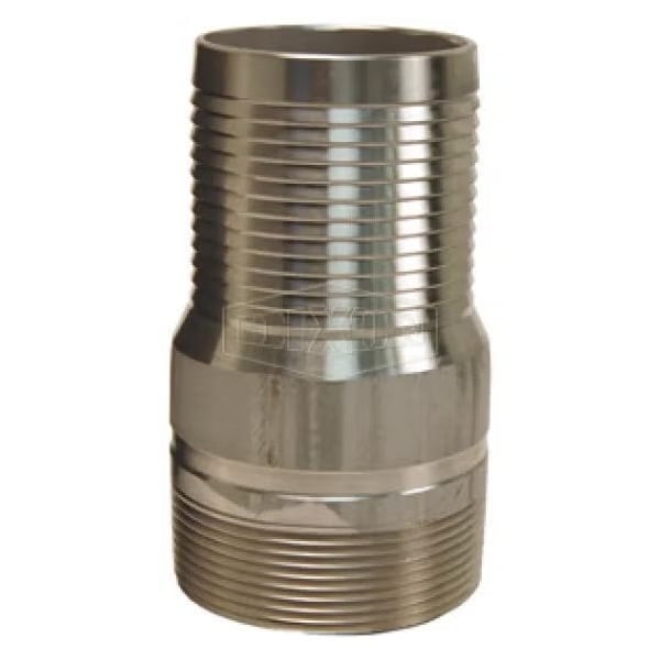 King Combination Nipple, 4 in Nominal, Hose x MNPT End Style, 316 SSss Steel