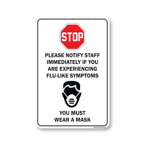 PSA Stop Notify Staff If Are Experiencing Flu-like Symptoms 24in X 36in Wall Graphic, RD-2436-25440