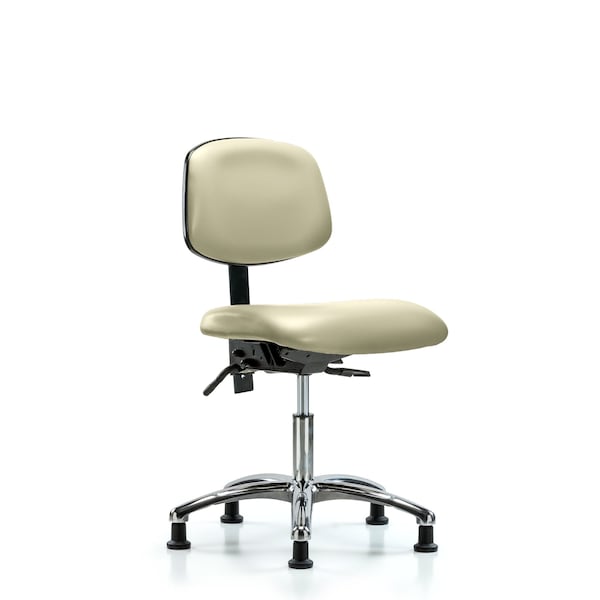 Desk Chair Desk Chair, Vinyl, Chrome Glides, Wht, No Arms, 18" to 23" Height, Vinyl, Adobe White