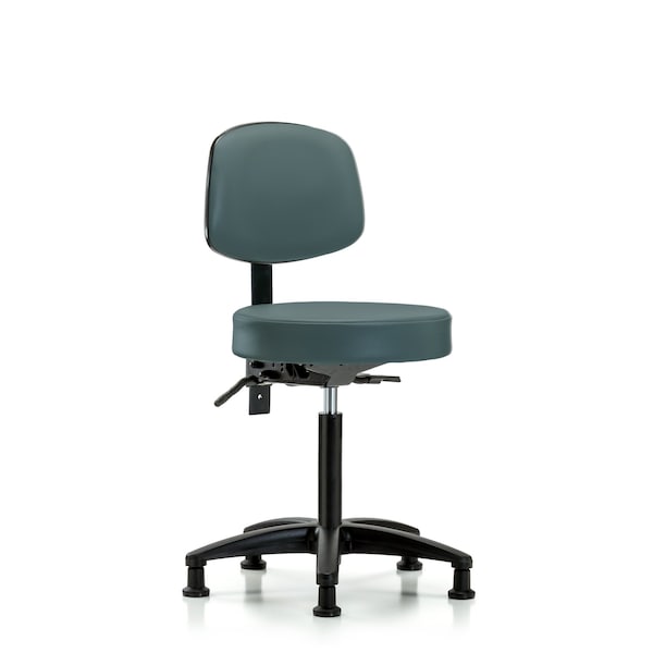 Bench Stool, Med, Vin, Bk, Tilt, Glides, Blu