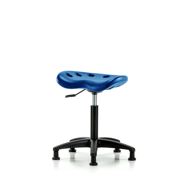 Poly Tractor Stool, Med Bench, Glides, Blue