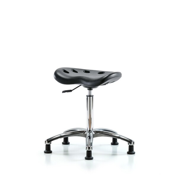 Poly ESD Tractor Stool Chrome, Med Bench, Glides, Black