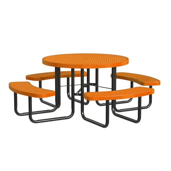 Round Portable Picnic Table, Orange, 46 in