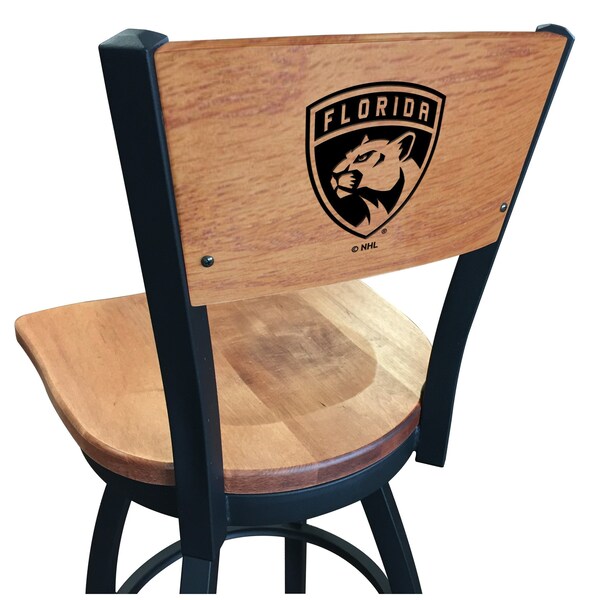 25" Blk Wrinkle Florida Panthers Swivel Bar Stool, Laser Engraved Back