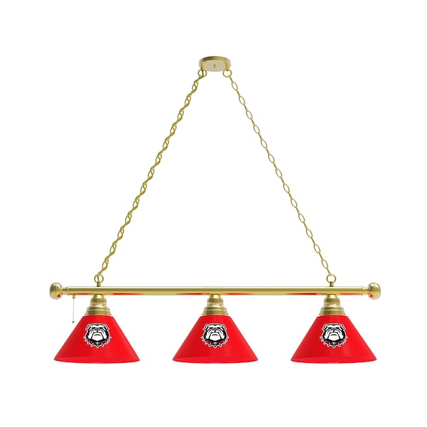Georgia "Bulldog" 3 Shade Billiard Light, Brass Fixture