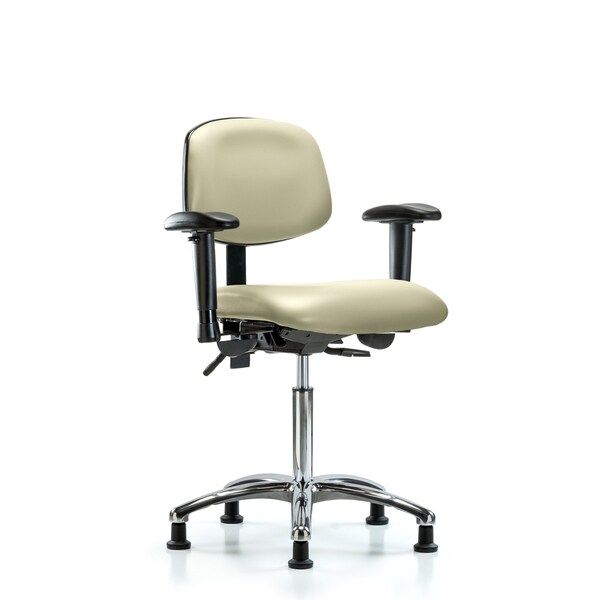 Medium Bench Chair Chair, Vin, Med Ben, Chr Tilt AA Glides, Wht, Adjustable Arms, 22" to 29" Height