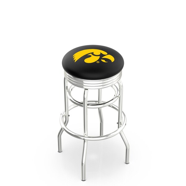 25" Chrome 2-Ring Iowa Swivel Bar Stool, Accent Ring