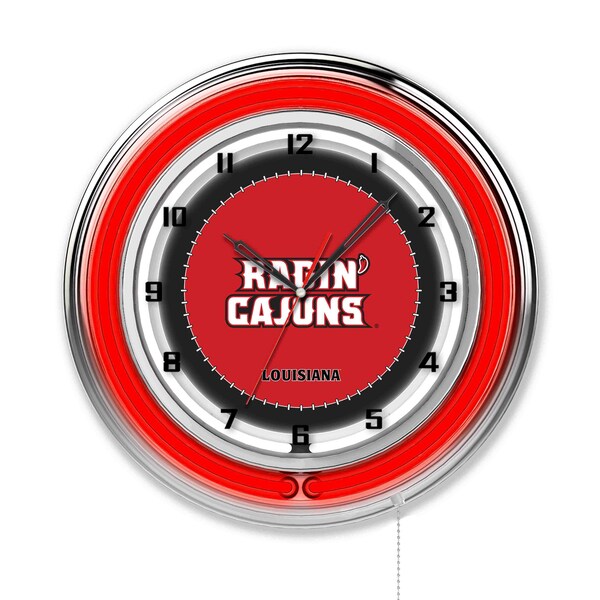University of Louisiana at Lafayette Double Neon 19" Clock