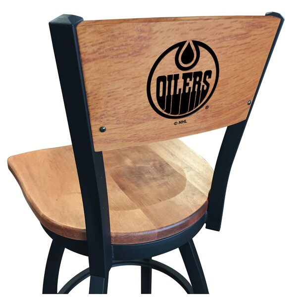 25" Blk Wrinkle Edmonton Oilers Swivel Bar Stool, Laser Engraved Back