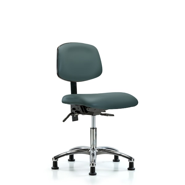 Desk Chair Desk Chair, Vinyl, Chrome Glides, Blu, No Arms, 18" to 23" Height, Vinyl, Colonial Blue