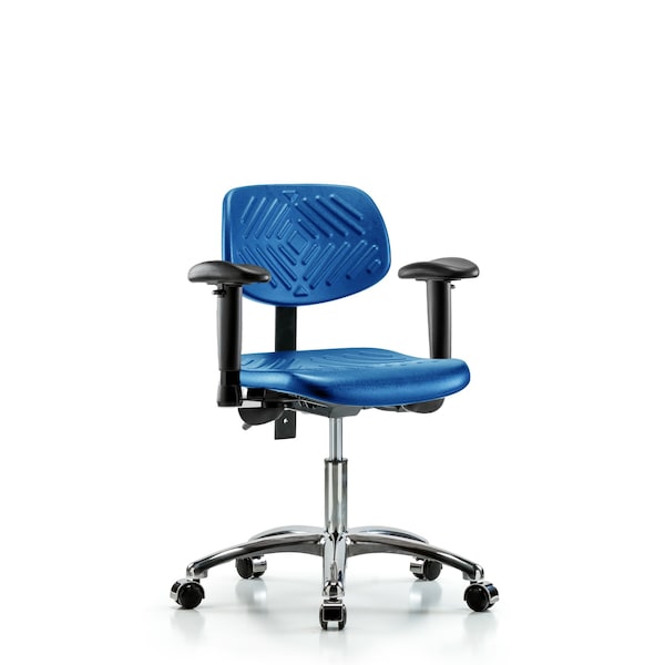 Poly Chair Chrome, Desk, Arms, Casters, Blue