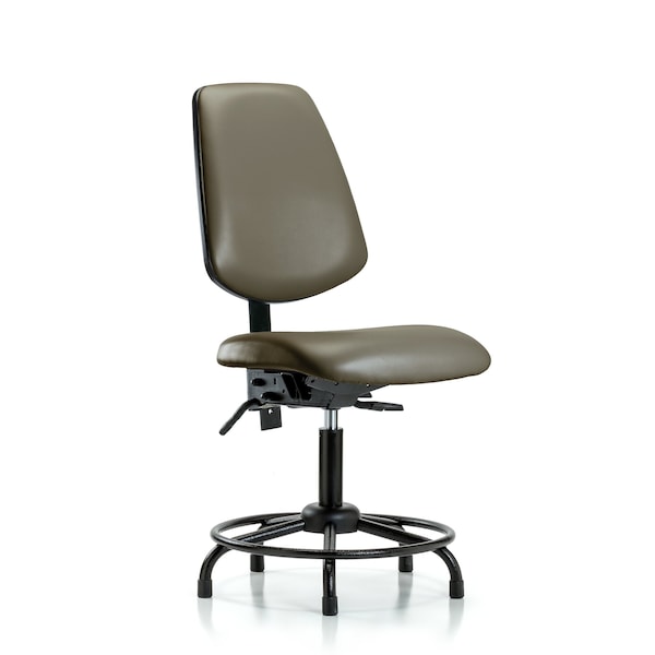 Vinyl Chair, Desk, Round Tube Base, Med Back, Glides, Taupe
