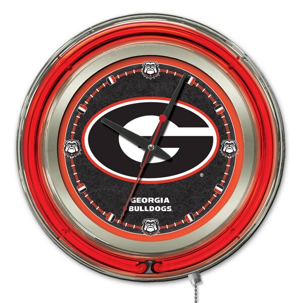 University of Georgia Double Neon 15" Clock (G)