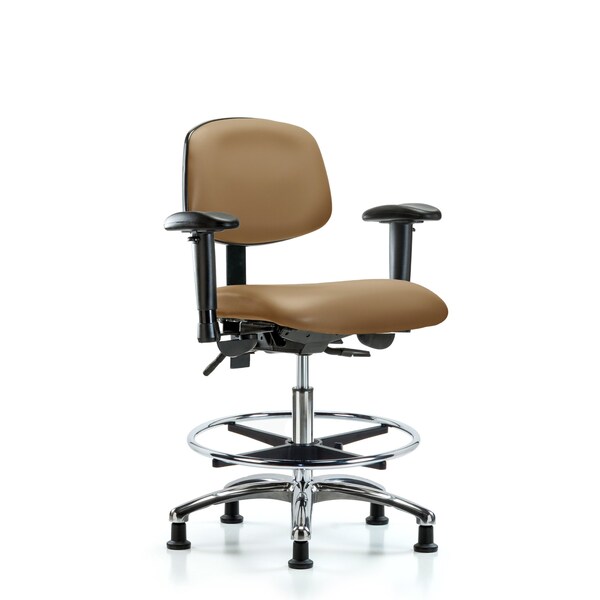 Medium Bench Chair Chair, Vin, Med Ben, Chr AA CF Glides, Taupe, Adjustable Arms, 22" to 29" Height
