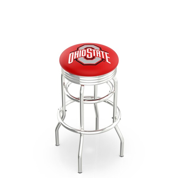 25" Chrome 2-Ring Ohio State Swivel Bar Stool, Accent Ring