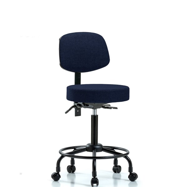 Bench Stool, Med, Fab, Bk, RT, Casters, Nav