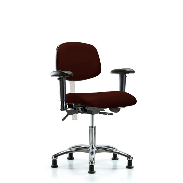 Clean Room Chair Desk Chair, Vinyl, Glds, Burg, CL100, Adjustable Arms, 18" to 23" Height, Vinyl