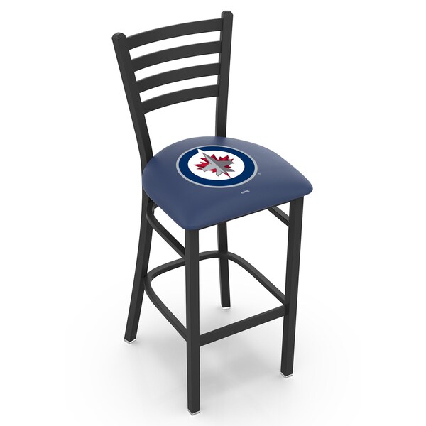 25" Blk Wrinkle Winnipeg Jets Stationary Counter Stool, Ladder Back