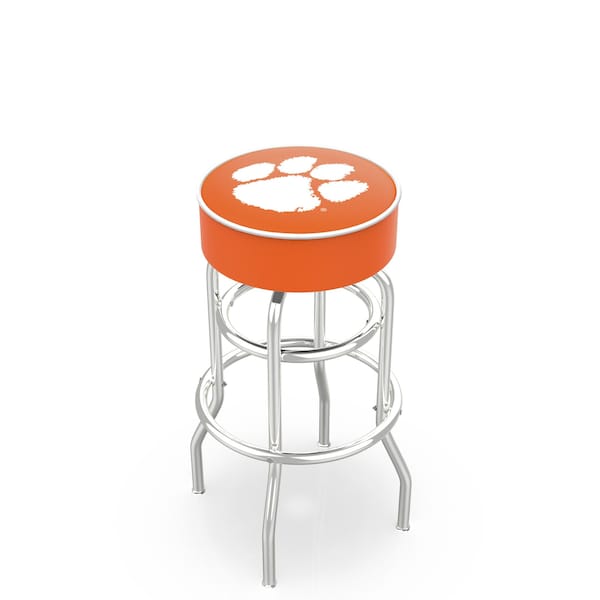 25" 4" Clemson Cushion Seat, Double-Ring Chrome Swivel Bar Stool