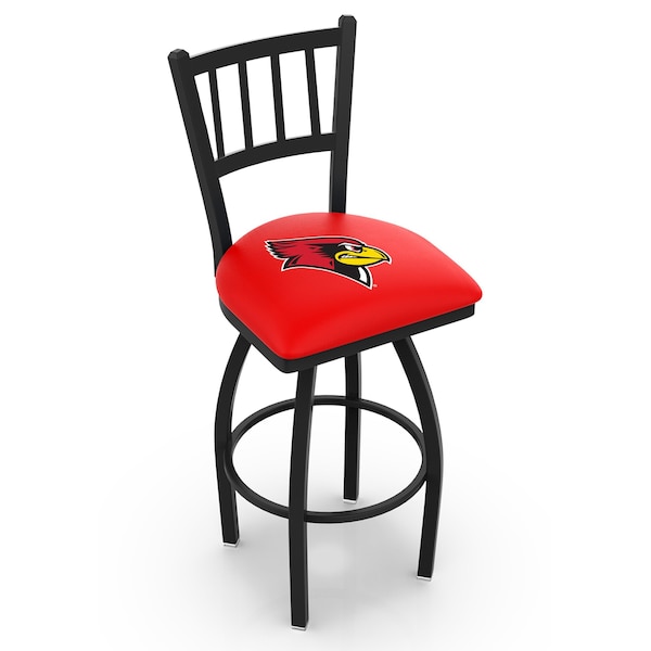 25" Blk Wrinkle Illinois State Swivel Bar Stool, Jailhouse Back