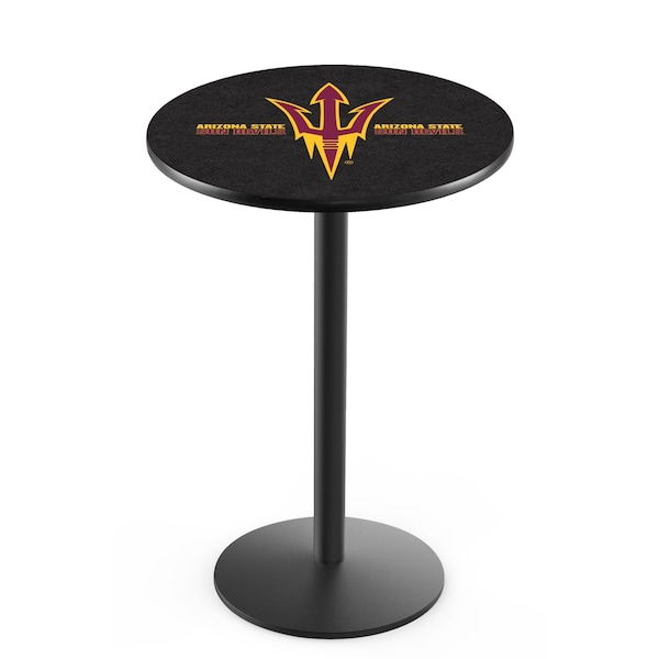 42" Blk Wrinkle Arizona State Pub Table, Pitchfork, 36" dia. Top