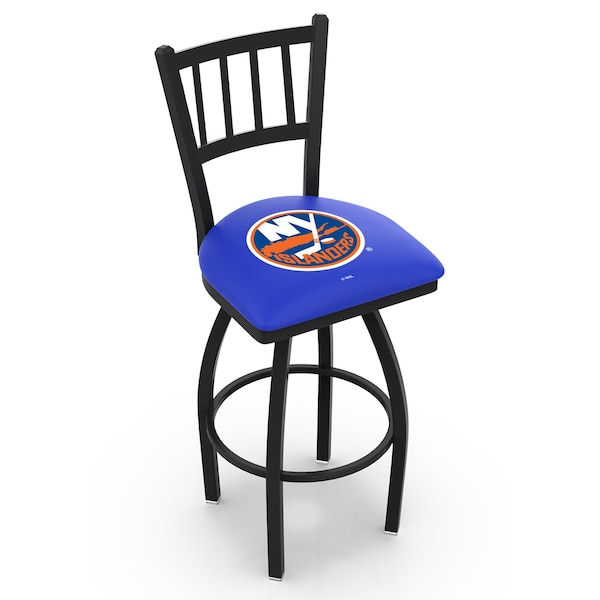25" Blk Wrinkle New York Islanders Swivel Bar Stool, Jailhouse Back