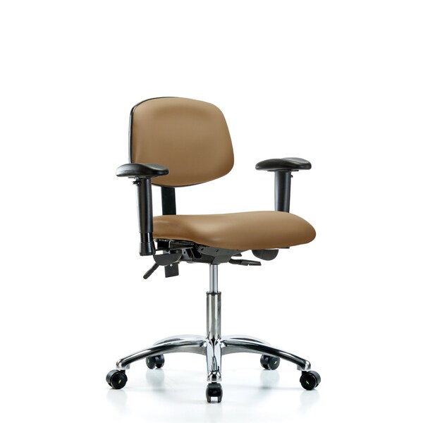 Desk Chair Desk Chair, Vin, Chr Tilt AA Casters, Taupe, Adjustable Arms, 18" to 23" Height, Vinyl