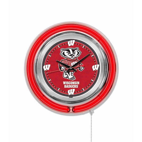 University of Wisconsin Double Neon 15" Clock (Badger)