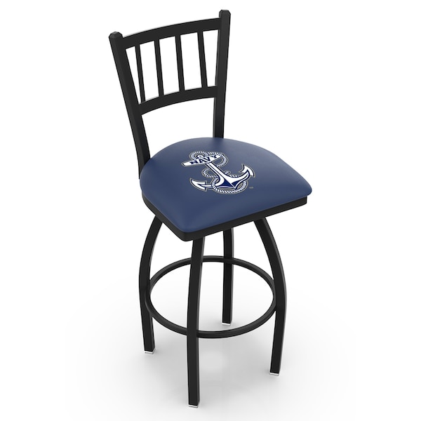 25" Blk Wrinkle US Naval Academy NAVY Swivel Bar Stool, Jailhouse Back